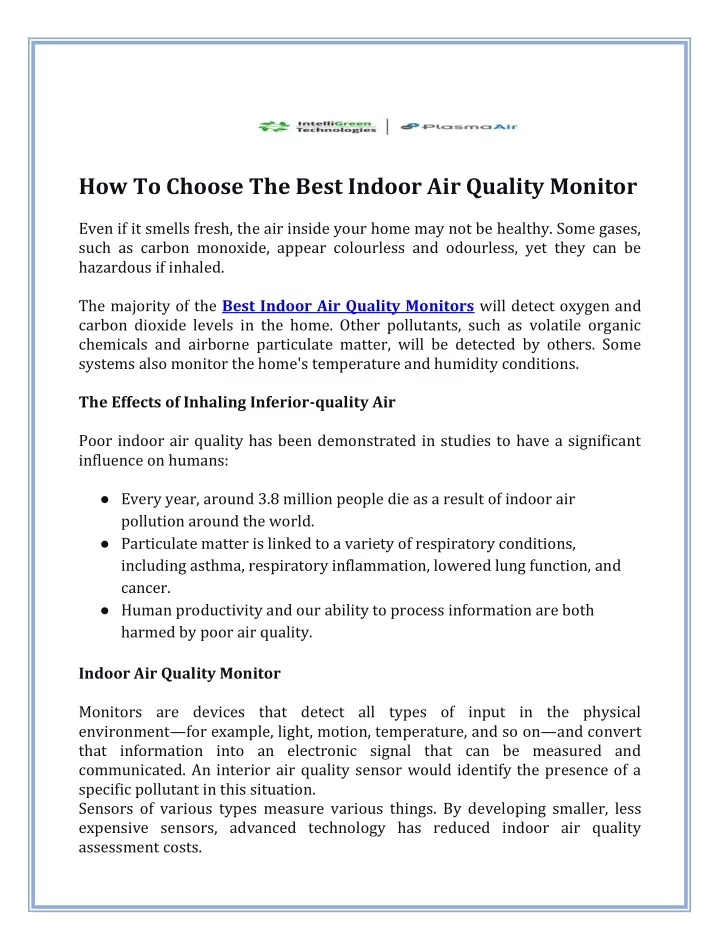 how to choose the best indoor air quality monitor