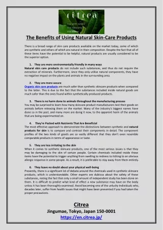 The Benefits of Using Natural Skin-Care Products