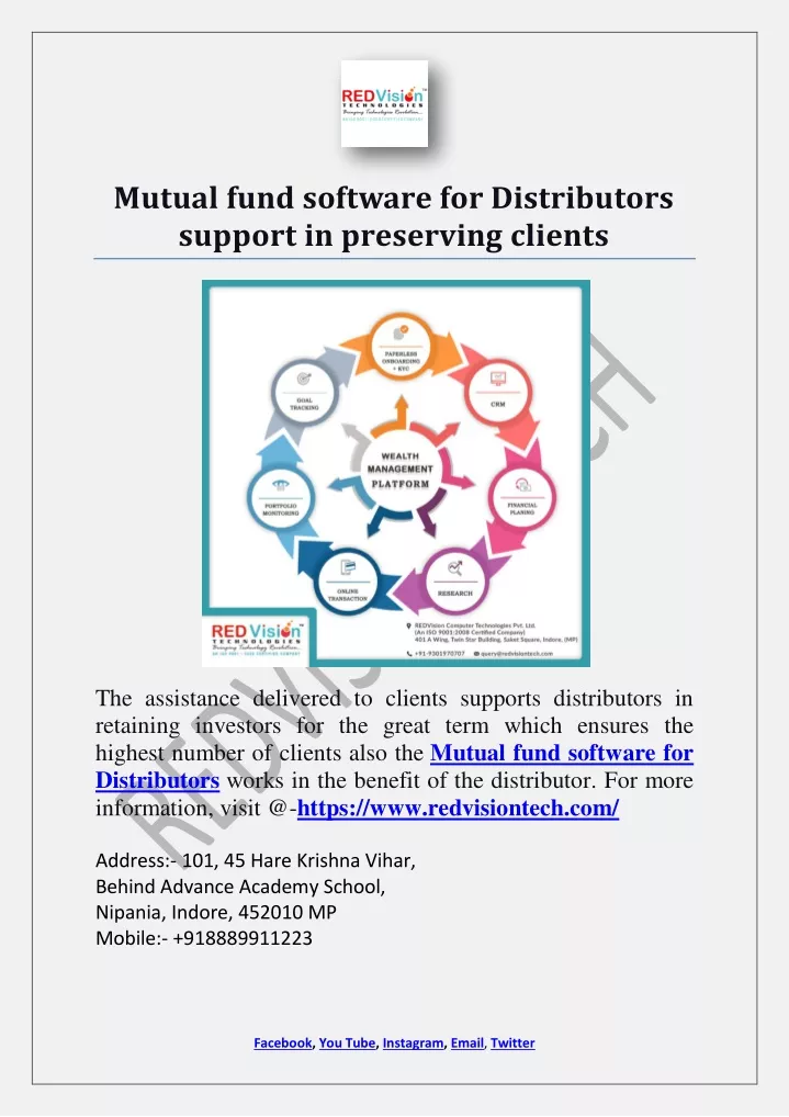 mutual fund software for distributors support