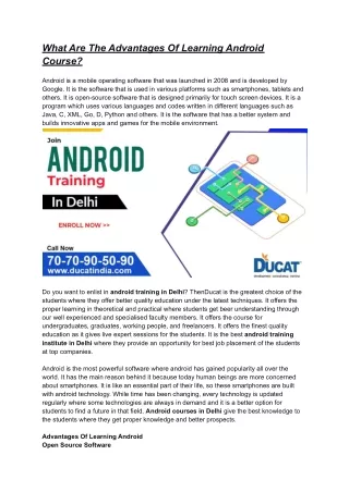 what are the advantages of learning android course