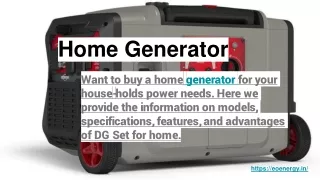 Home Generator - Best Generator in India