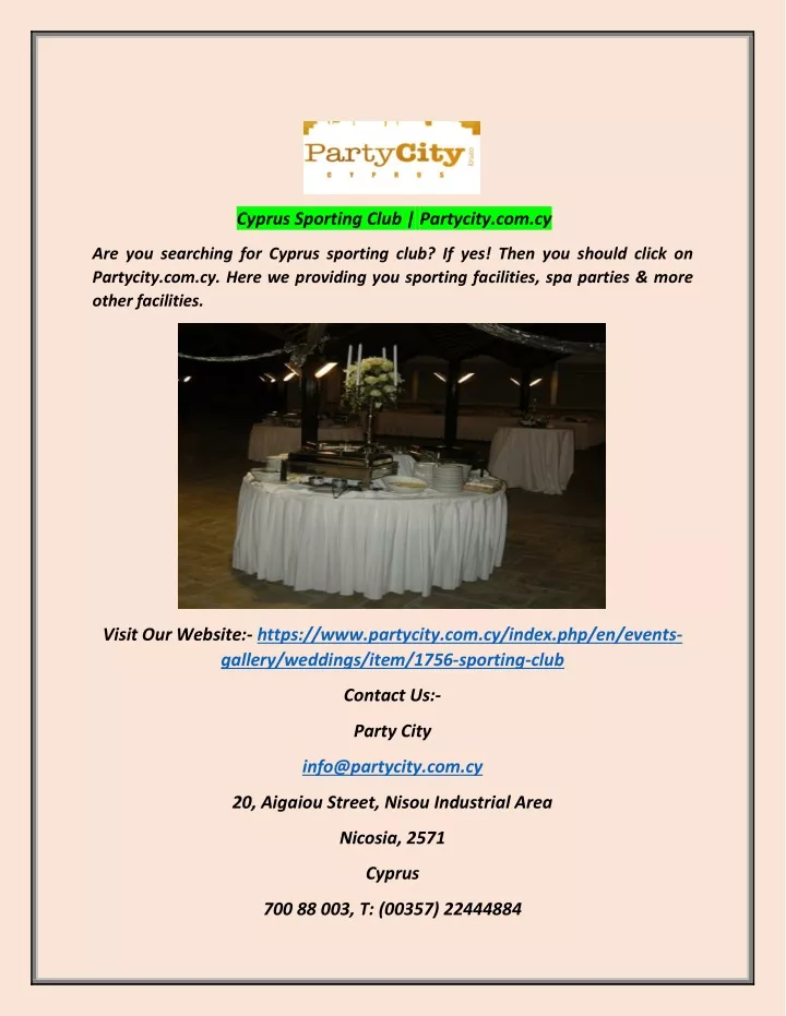 cyprus sporting club partycity com cy