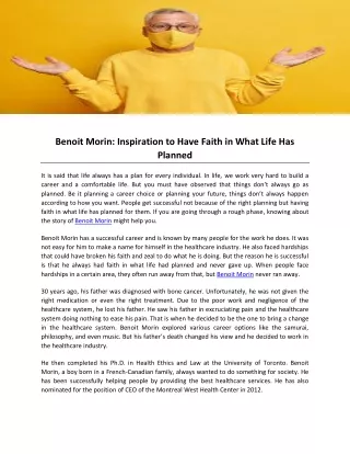 Benoit Morin- Inspiration to Have Faith in What Life Has Planned