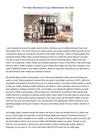 the most beneficial 4 cup coffeemakers are here