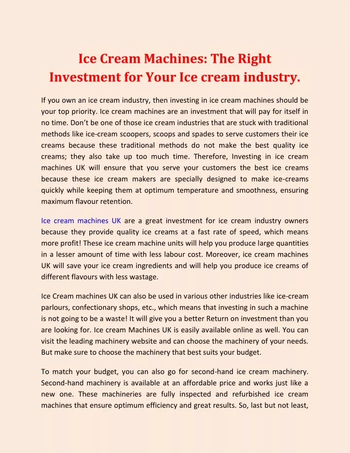 ice cream machines the right investment for your
