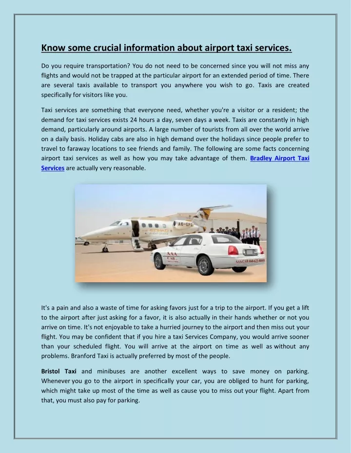 know some crucial information about airport taxi