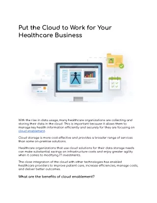 Put the Cloud to Work for Your Healthcare Business