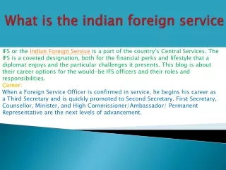 ifs or the indian foreign service is a part