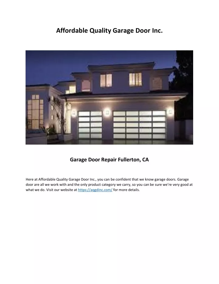 affordable quality garage door inc