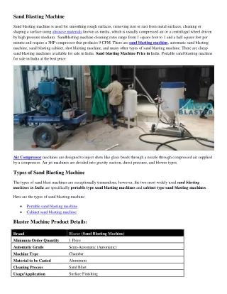Sand Blasting Machine Manufacturer - Sand Blasting Machine for Sale - Blaster