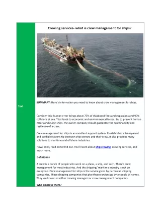crewing services what is crew management for ships