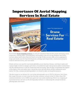 importance of aerial mapping services in real