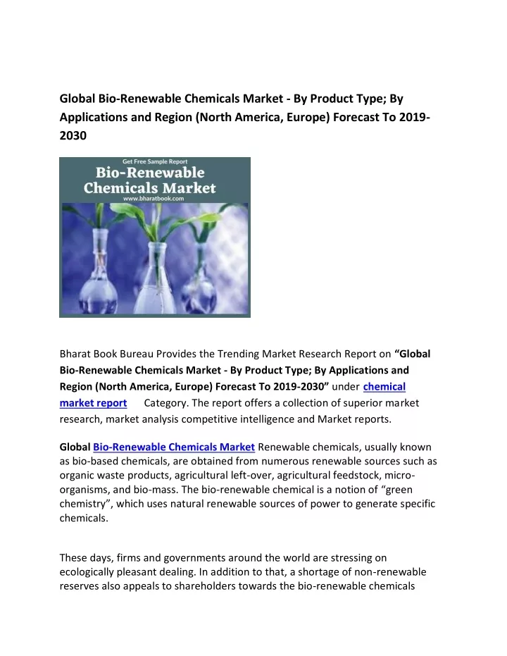 global bio renewable chemicals market by product