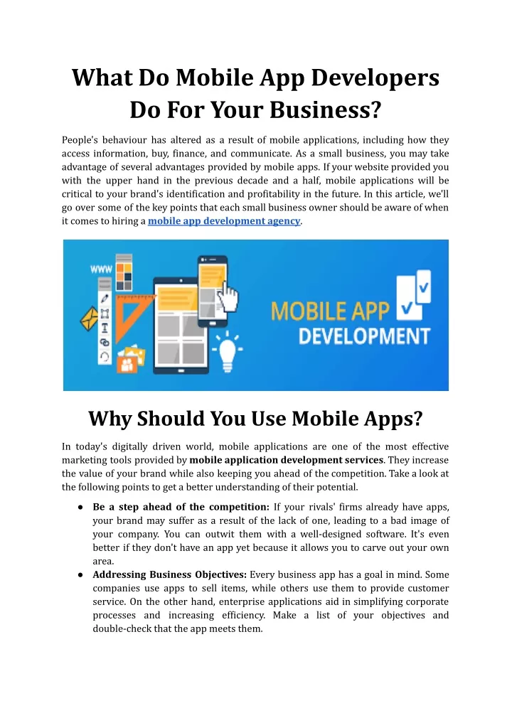 what do mobile app developers do for your business