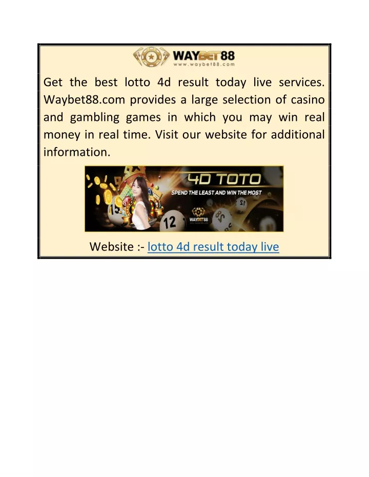 get the best lotto 4d result today live services