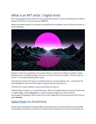 what is an nft artist digital artist what