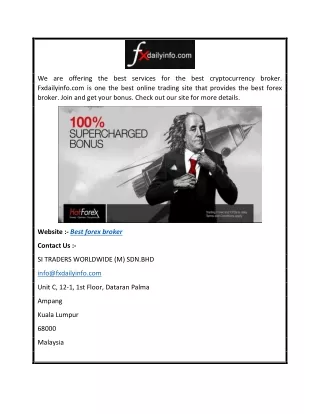 Best Forex Broker Fxdailyinfo.com