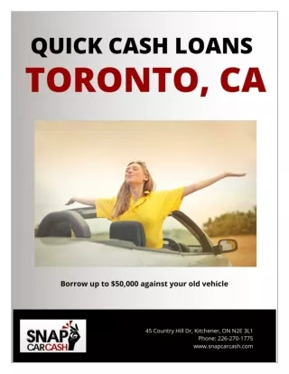 Apply Quick Cash Loans Toronto to borrow instant cash