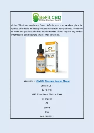 CBD Oil Tincture Lemon Flavor | Befitcbd.com