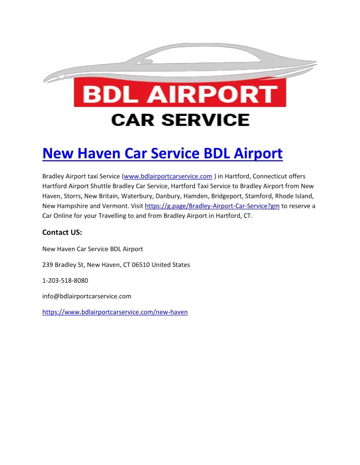 new haven car service bdl airport