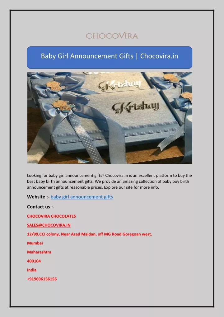 baby girl announcement gifts chocovira in