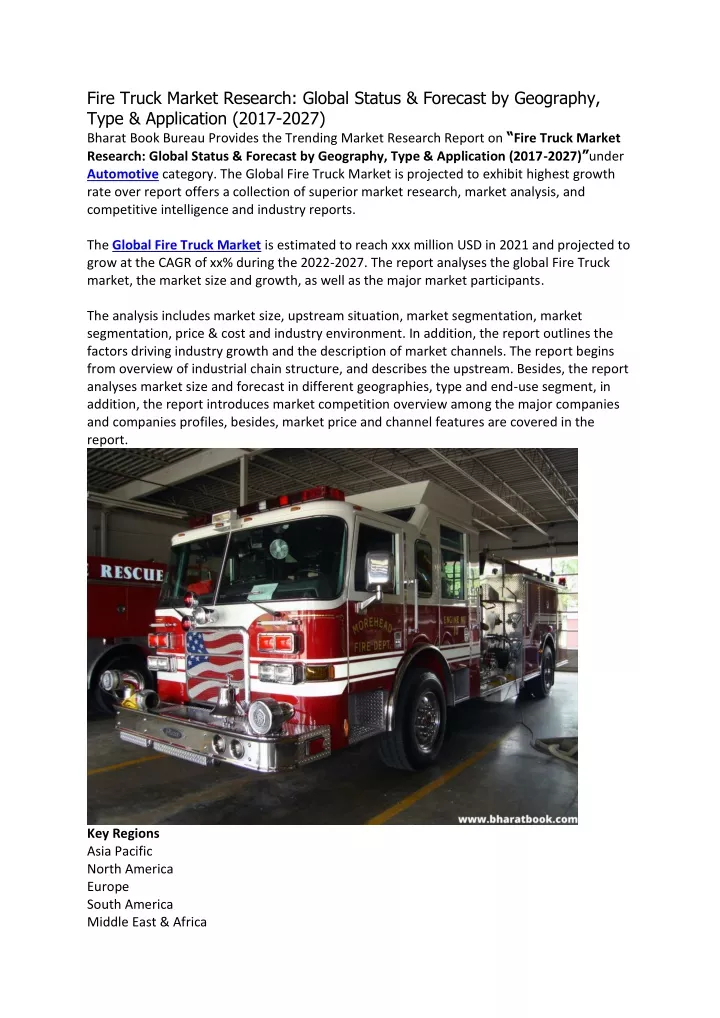 fire truck market research global status forecast