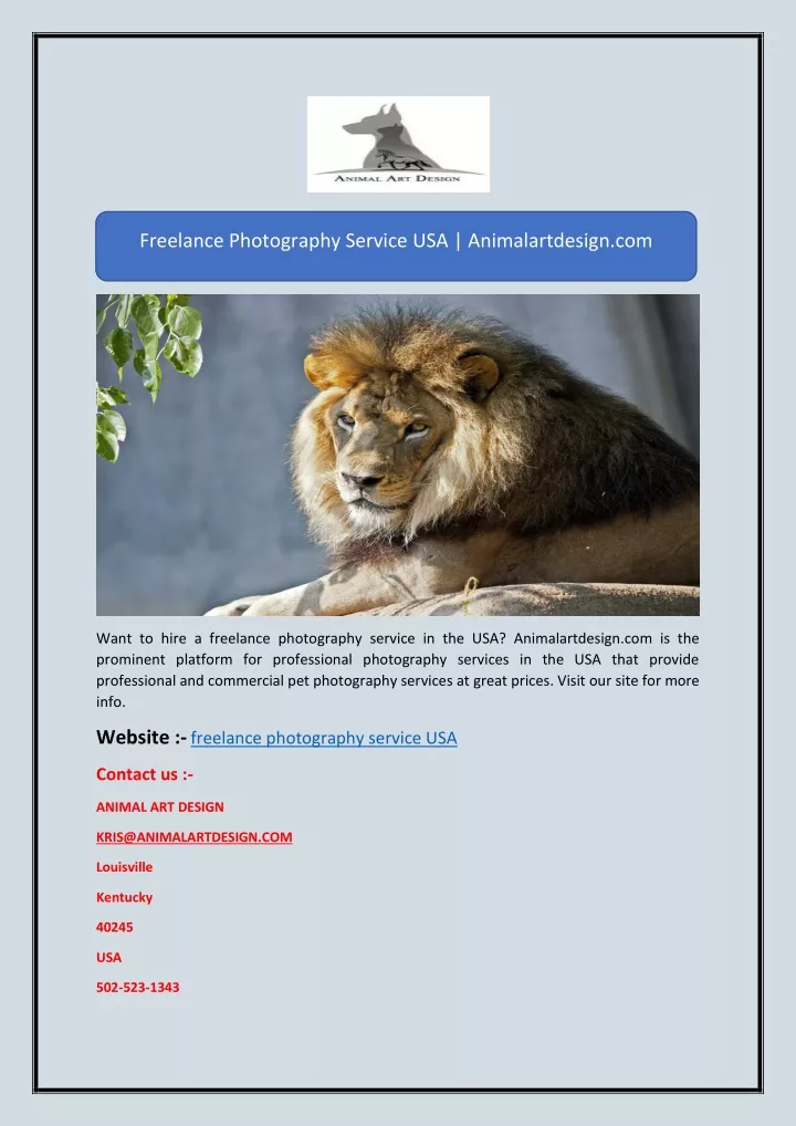 freelance photography service usa animalartdesign