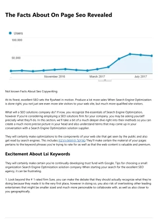the facts about on page seo revealed