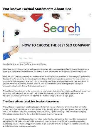 not known factual statements about seo