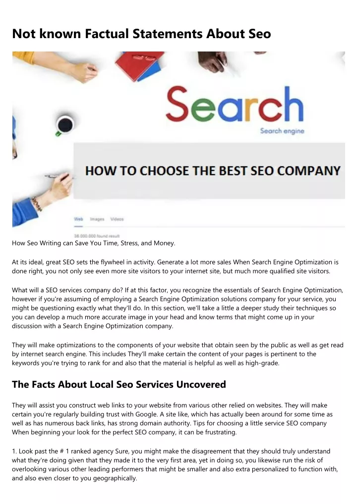 not known factual statements about seo