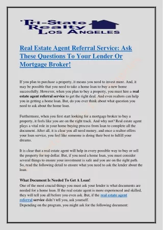 Real Estate Agent Referral Service In Beverly Hills