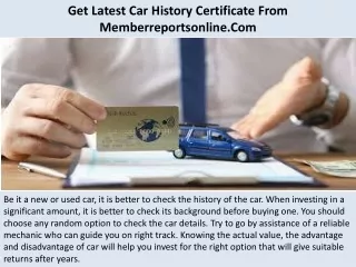 Get Latest Car History Certificate From Memberreportsonline.Com