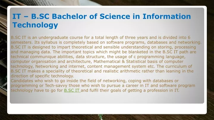 it b sc bachelor of science in information