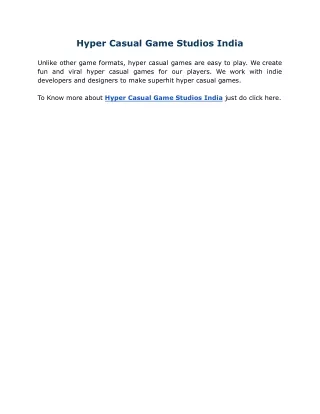 hyper casual game studios india