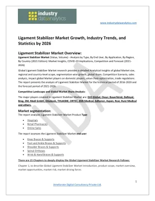 Ligament stabilizer market Scenario & Prominent Key Players Analysis 2021 to 202