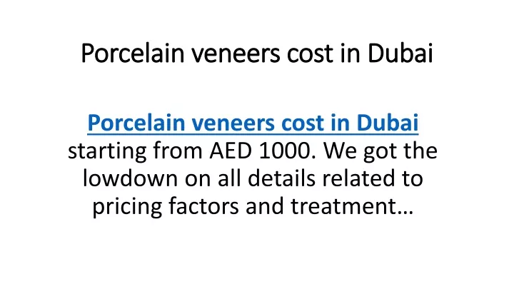 porcelain veneers cost in dubai