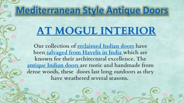 mediterranean style antique doors
