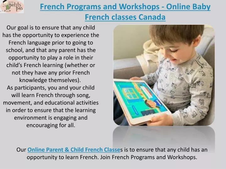 french programs and workshops online baby french