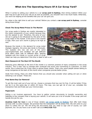 What Are The Operating Hours Of A Car Scrap Yard?