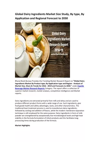 global dairy ingredients market size study