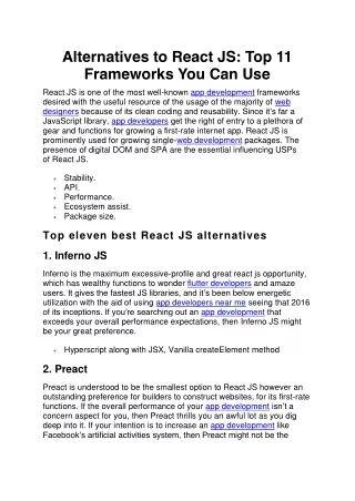 alternatives to react js top 11 frameworks