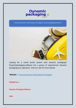 Travel Portal System With Dynamic Packaging | Dynamicpackaging.software
