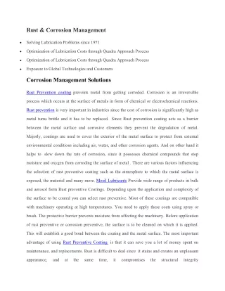 Rust prevention & corrosion protection