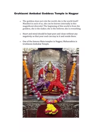 Gruhlaxmi Ambabai Goddess Temple in Nagpur
