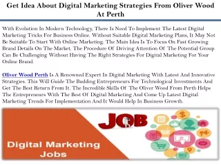Get Idea About Digital Marketing Strategies From Oliver Wood At Perth