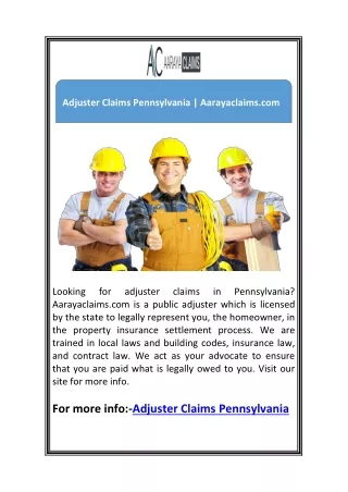 Adjuster Claims Pennsylvania | Aarayaclaims.com