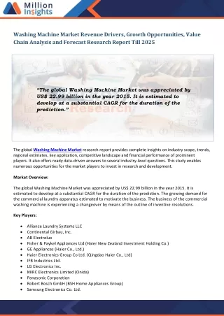 washing machine market revenue drivers growth