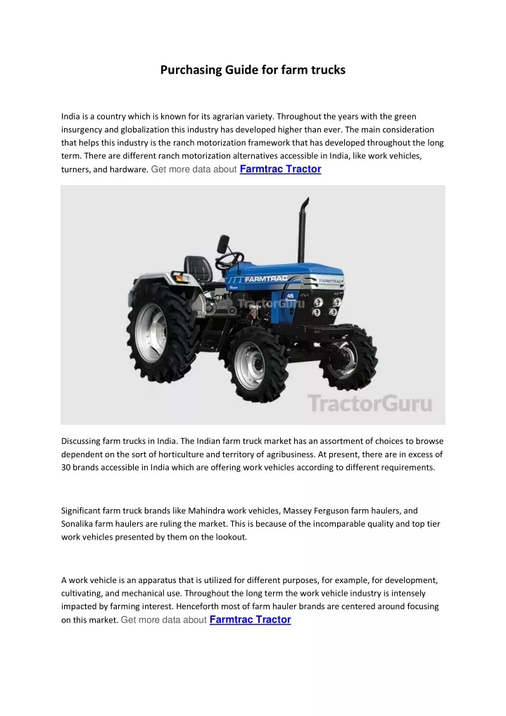 purchasing guide for farm trucks