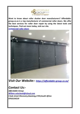 Commercial Roller Doors | Affordable-group.co.za