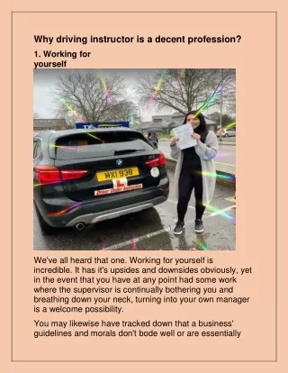 why driving instructor is a decent profession